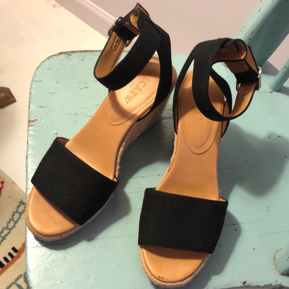 J Crew black canvas espadrille sandals